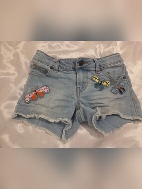 Cat & Jack Light Blue Denim Shorts with Butterfly Patches